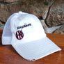 White Unstructured Cap with White Mesh