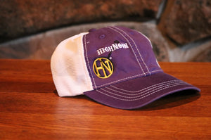 Purple Unstructured Cap with White Mesh