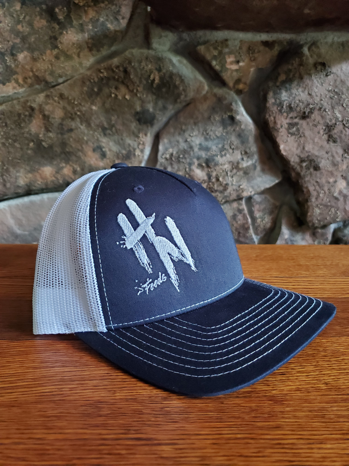 HN Feeds Dark Navy Cap with White Mesh