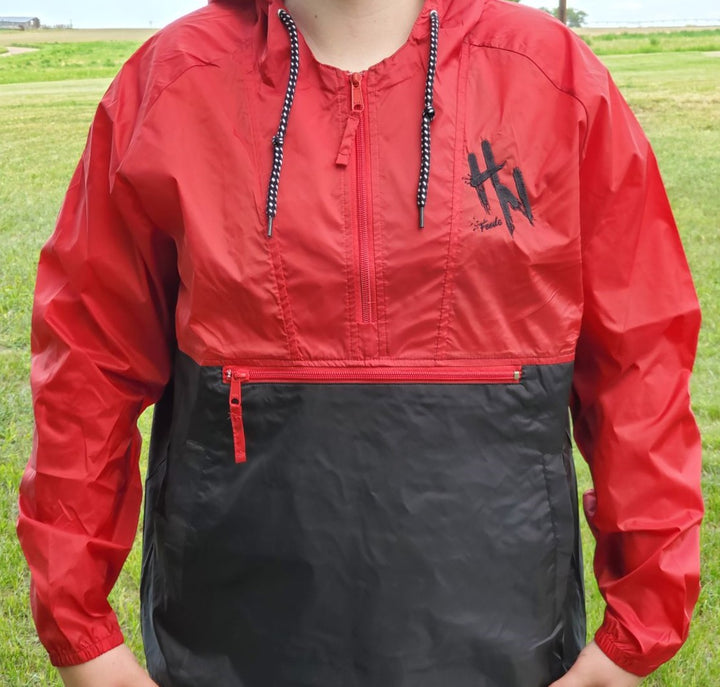 Adult Unisex Red and Black Windbreaker