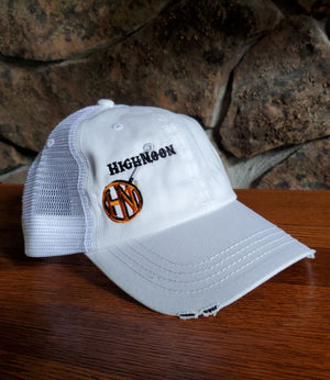 White Unstructured Cap with White Mesh