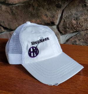 White Unstructured Cap with White Mesh