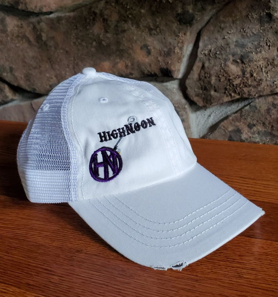 White Unstructured Cap with White Mesh