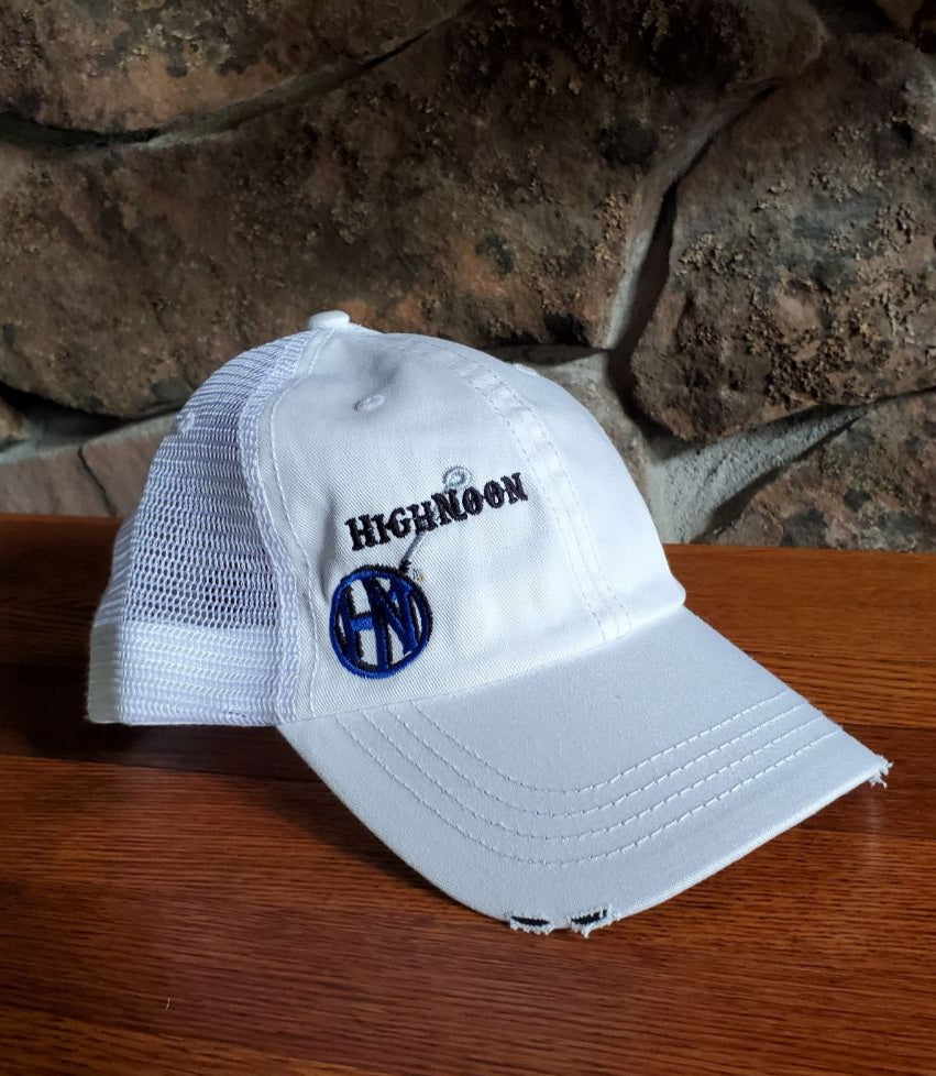White Unstructured Cap with White Mesh